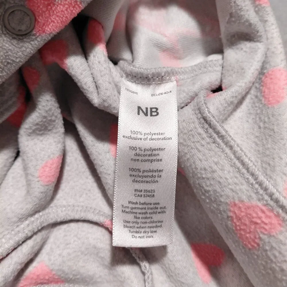 Carter's Just One You NB Fleece Pajama Pink Giraffe Heart Full Snap Footie
